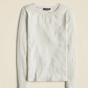 J.Crew Light Gray Ribbed Long Sleeve Top